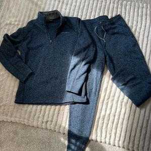 Eddie Bauer Navy Blue Quarter-Zip Pullover and Jogger Set